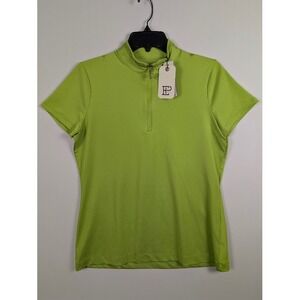 EP New York Quarter Zip Golf Polo Womens M Lime Green Cute Feminine NEW